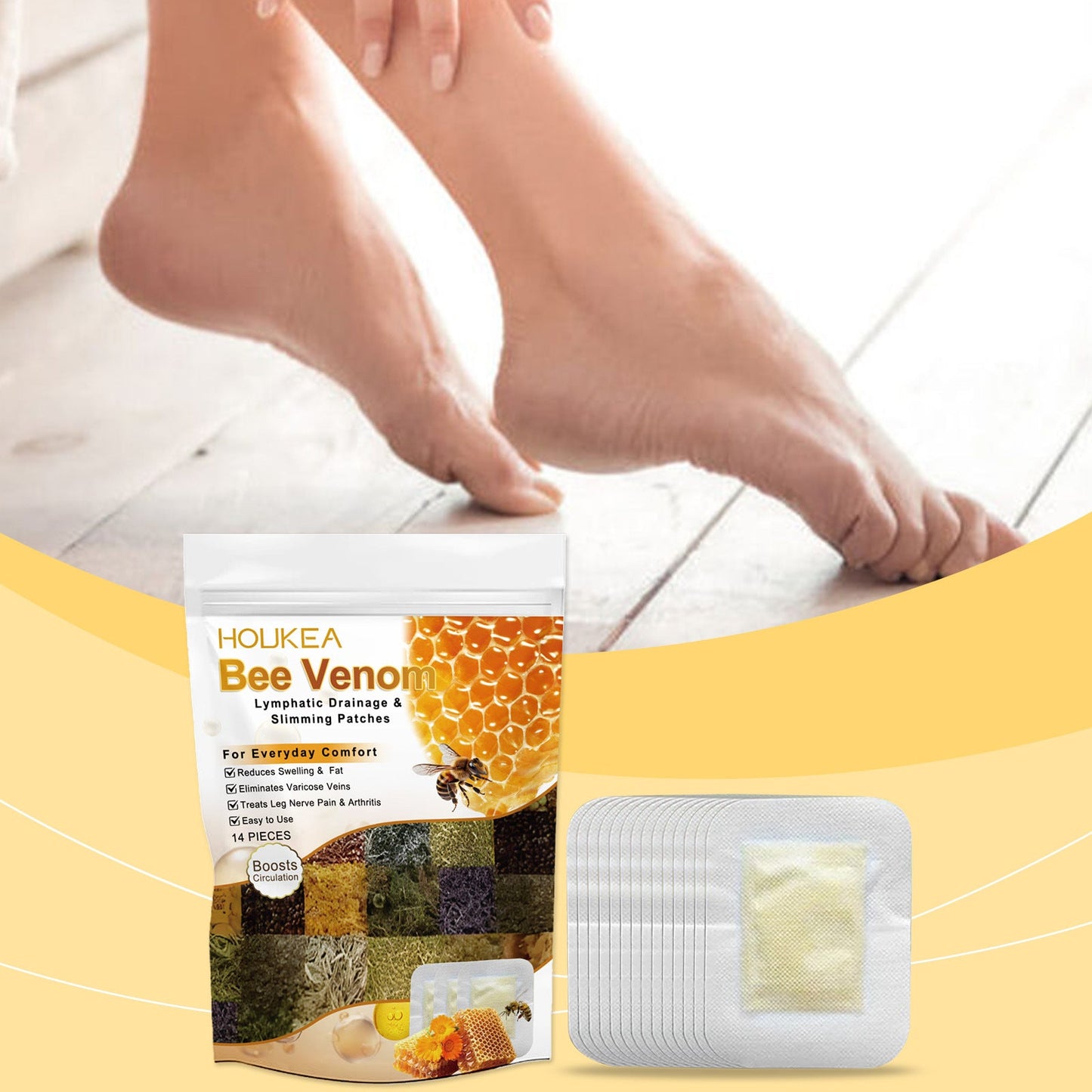 Bee Venom Lymphatic Drainage & Slimming Foot Patches 🌿👣