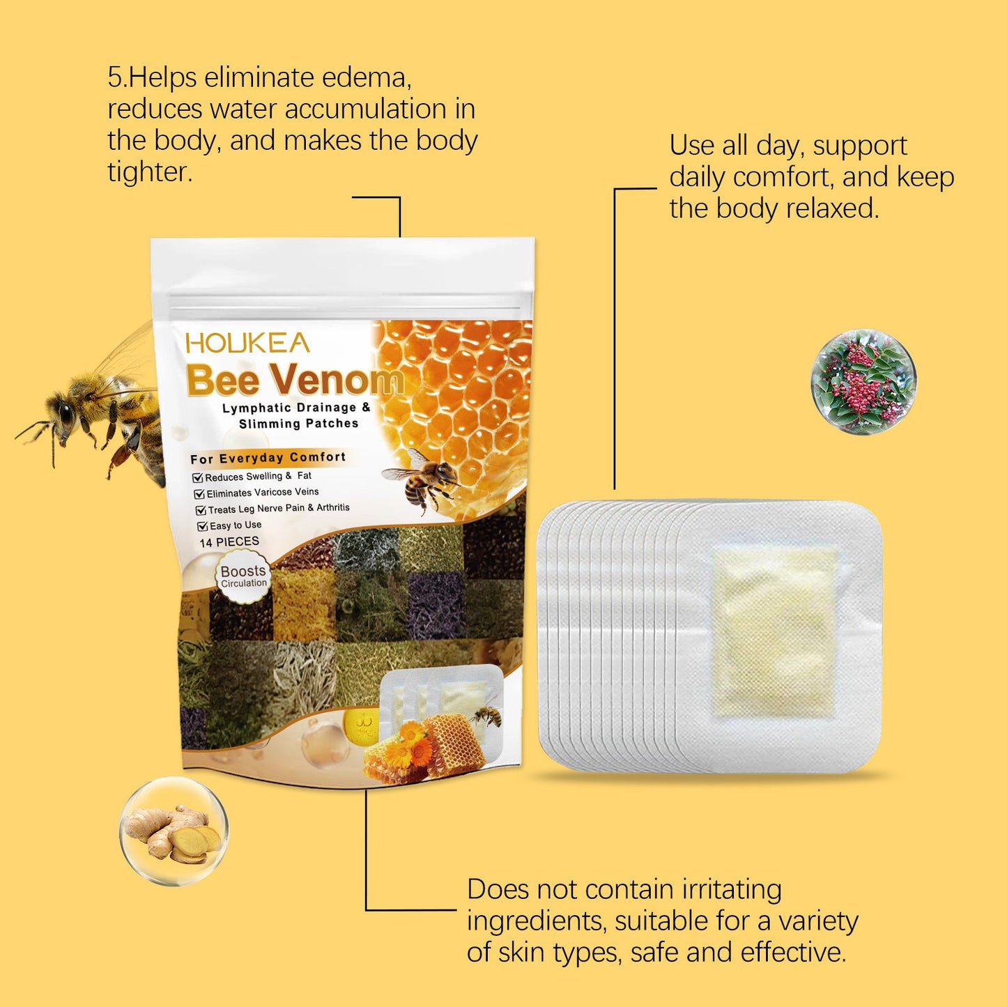 Bee Venom Lymphatic Drainage & Slimming Foot Patches 🌿👣