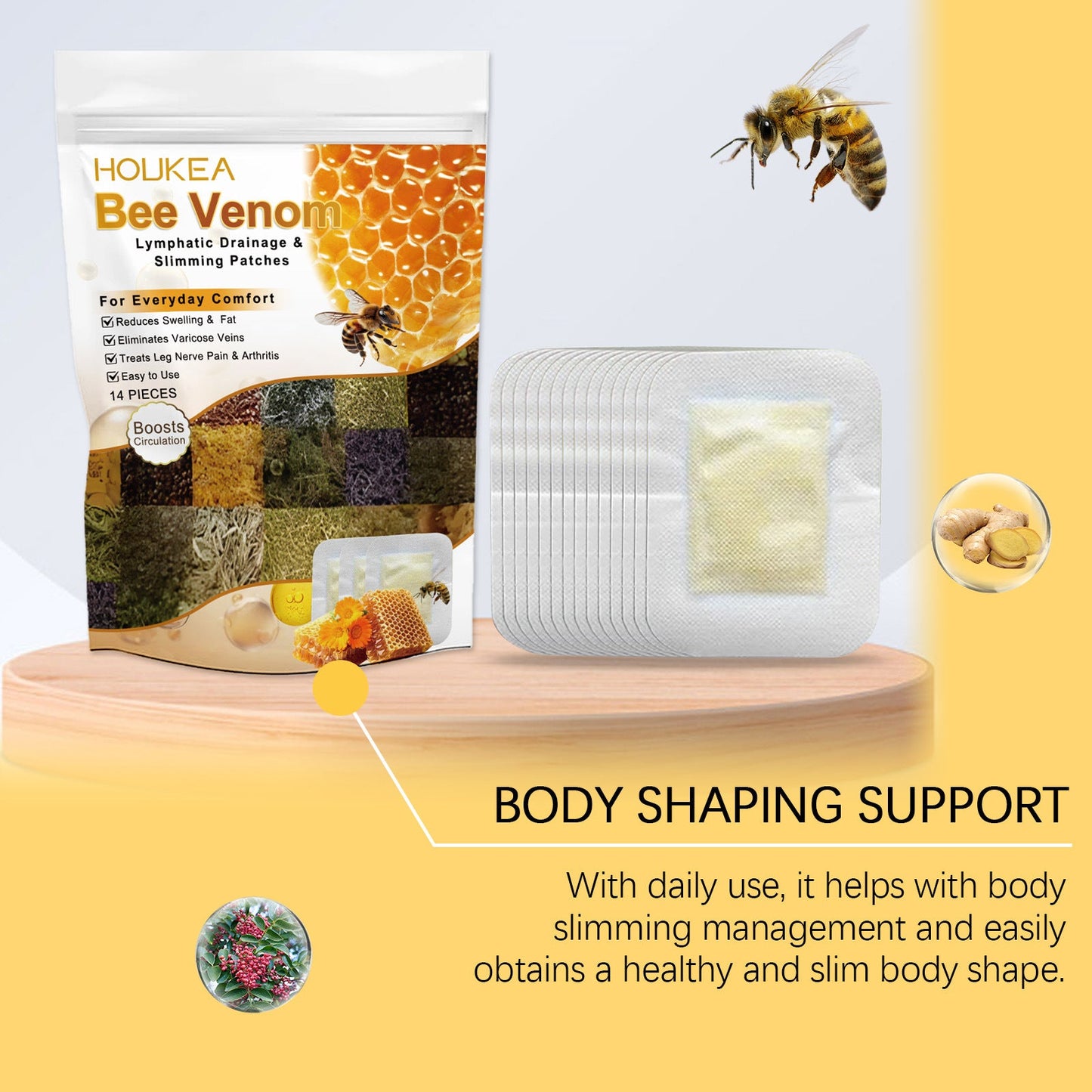 Bee Venom Lymphatic Drainage & Slimming Foot Patches 🌿👣